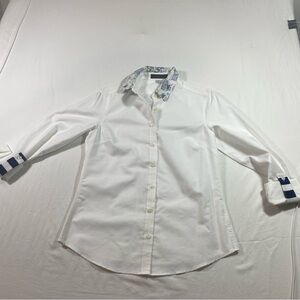 Not For Sale Pearly Vine Button Down Shirt Contrast Collar White Long Sleeve
